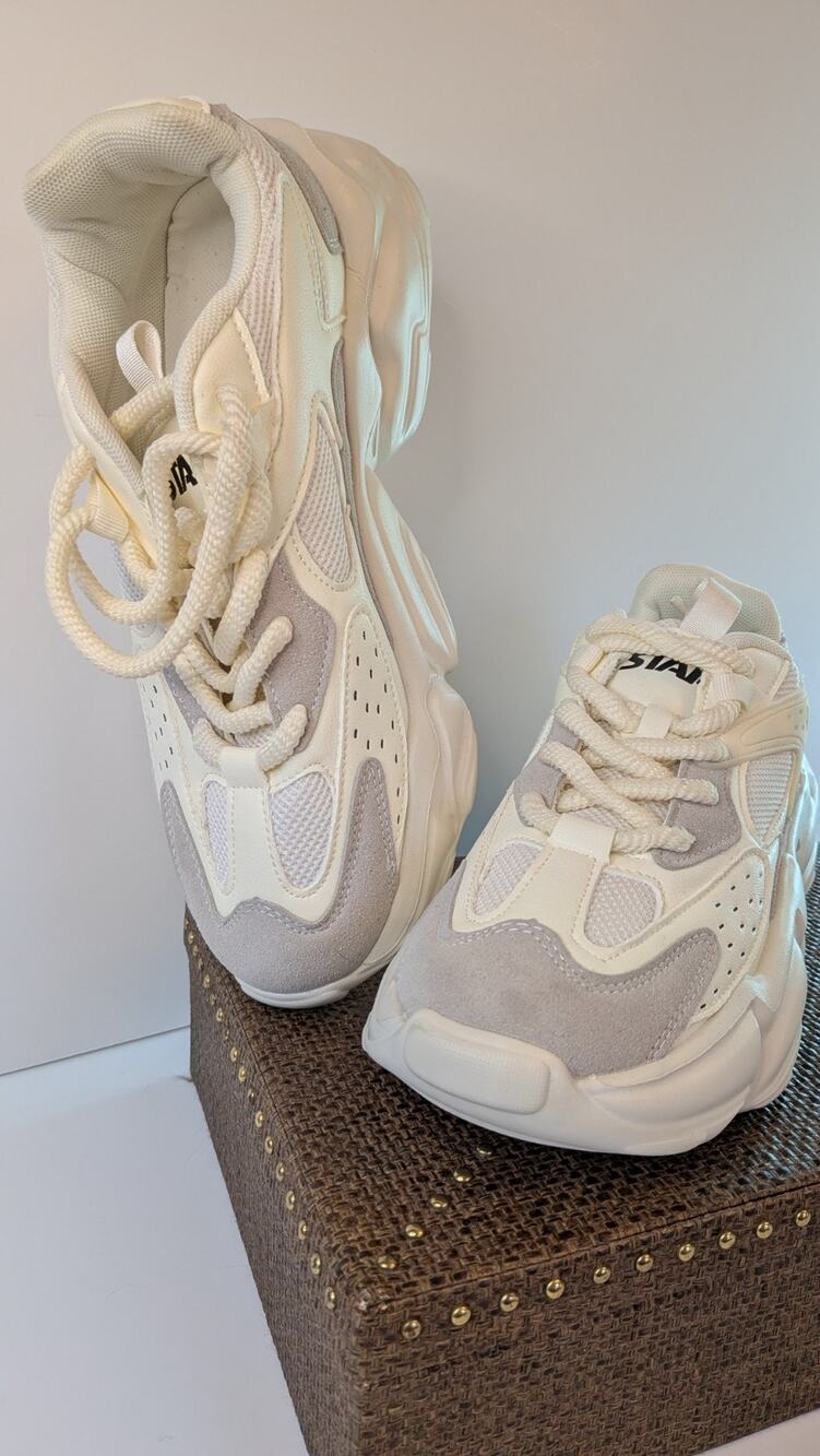 START Men's Chunky Platform Dad Sneakers Off White Beige Y2K Aesthetic 9.5